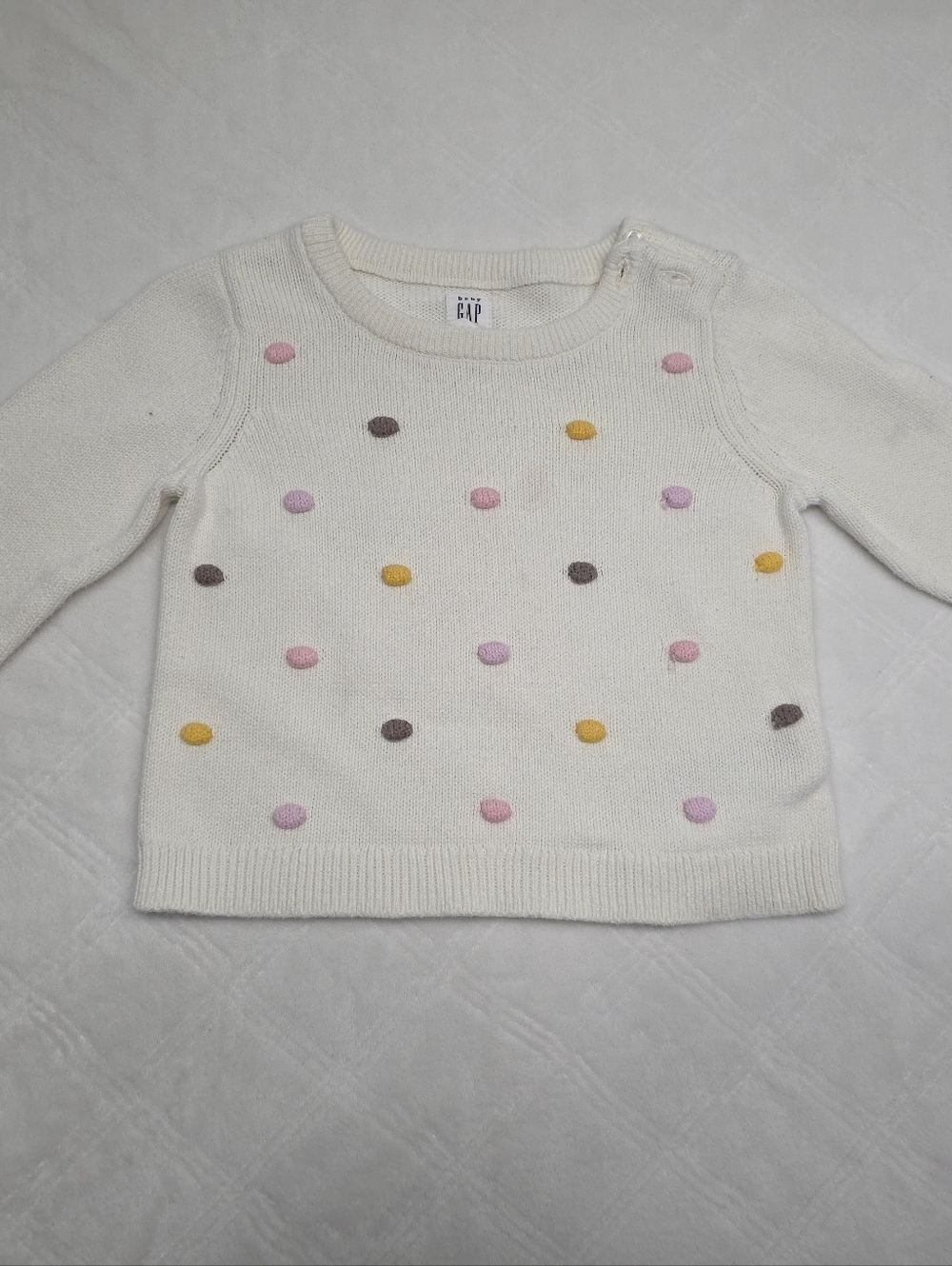 Cream Polka Dot Knit Sweater - Pastel Dots